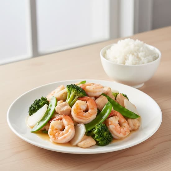 133. Prawn and Chicken with Vegetable 翡翠龍鳳球 (蝦及雞球)